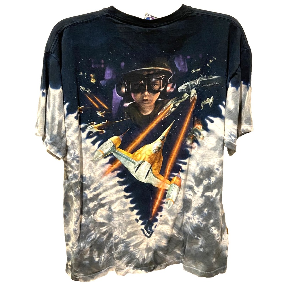 Vintage 1999 Liquid Blue Star Wars Episode 1 Tie Dye Tee Mens XL Darth Maul AOP - Picture 4 of 14
